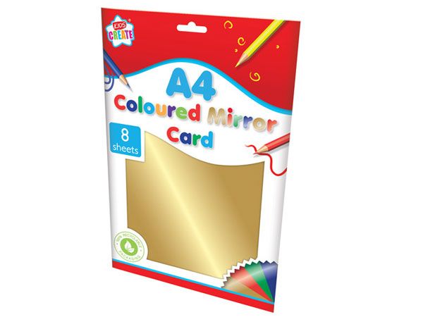 Kids Create 8 Sheets A4 Coloured Mirror Card