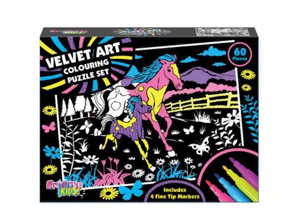 Kreative Kids 60pce Velvet Art Colouring Puzzle Set